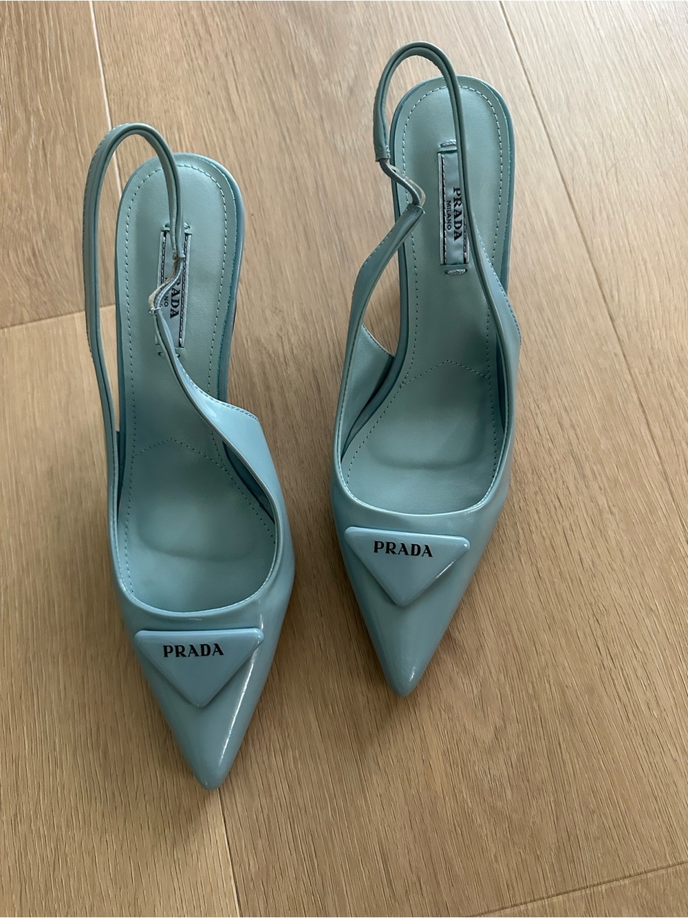 Light Blue Slingback Kitten Heels